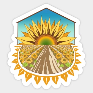 Sunflower Farm in Summer Sticker